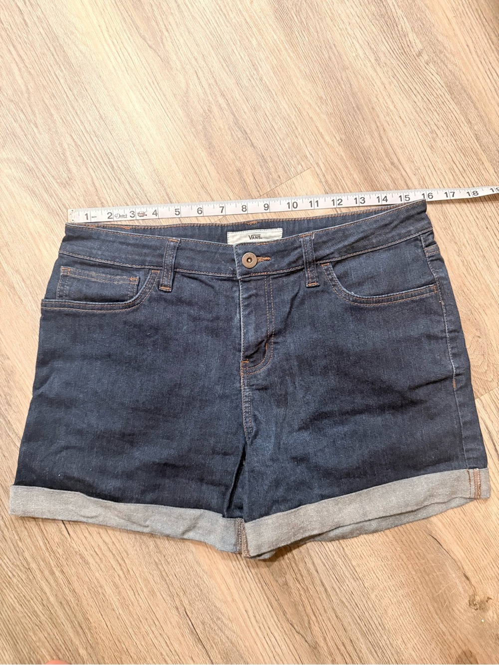 Vans Women's Dark Indigo Rolled Cuff Denim Shorts